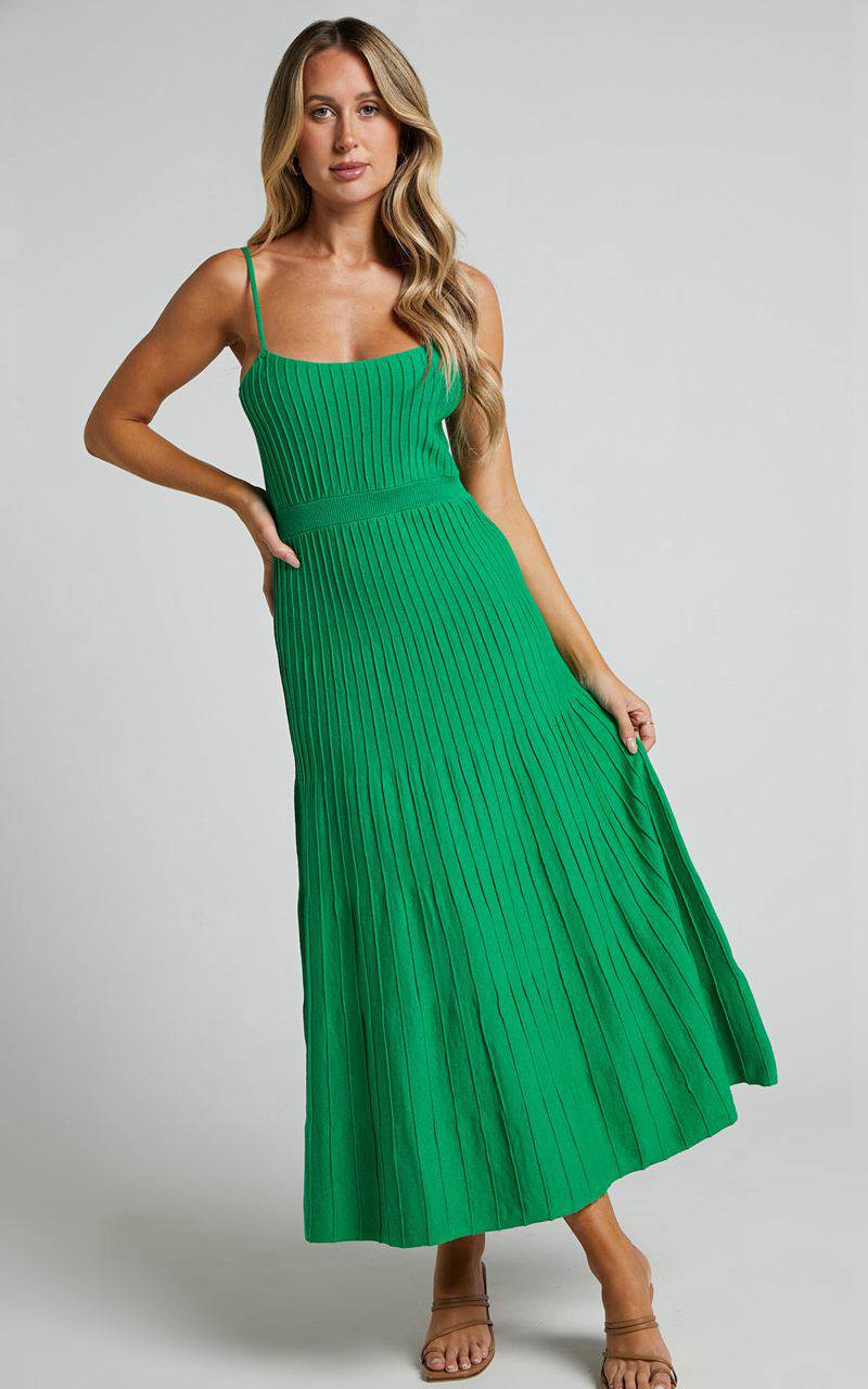 Showpo Donissa Midi Dress - Panelled Knit Dress Green | YRAUVL836