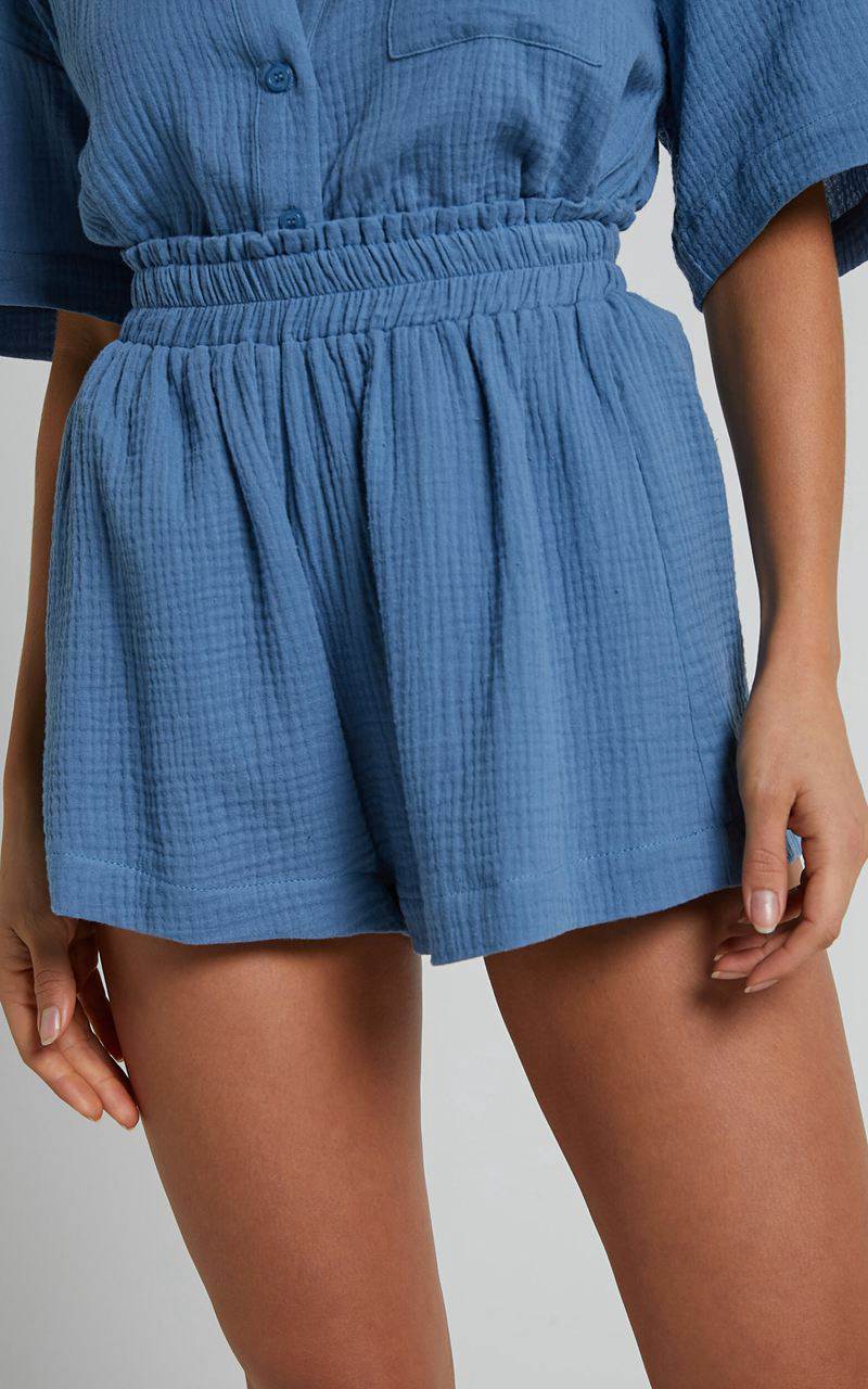 Showpo Donita Shorts - Elastic Waist Shorts Azure Blue | WAKSIB913