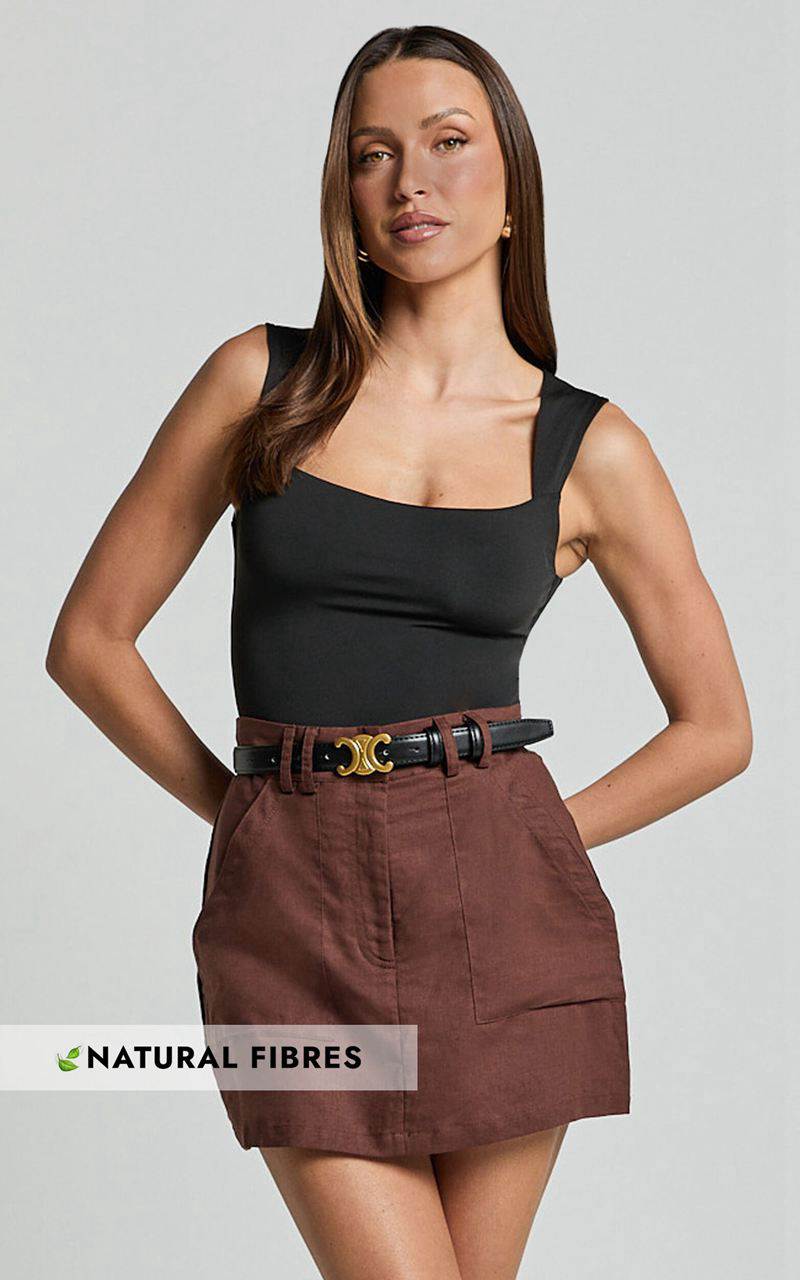 Showpo Dream Skort - High Waisted A Line Skort Brown | QHBPIN805