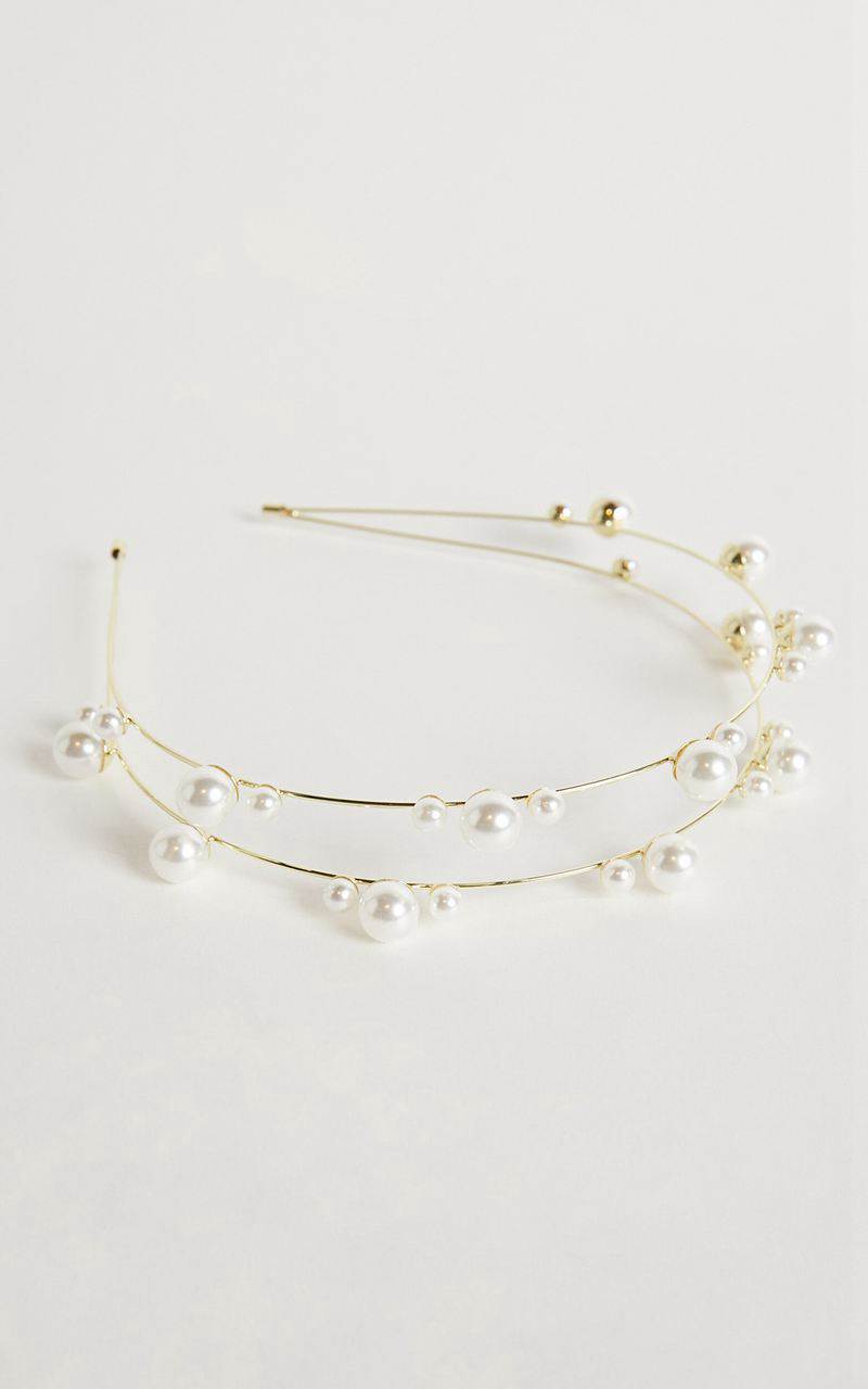 Showpo Eirene Layered Pearl Headband Gold | FEJLXA283