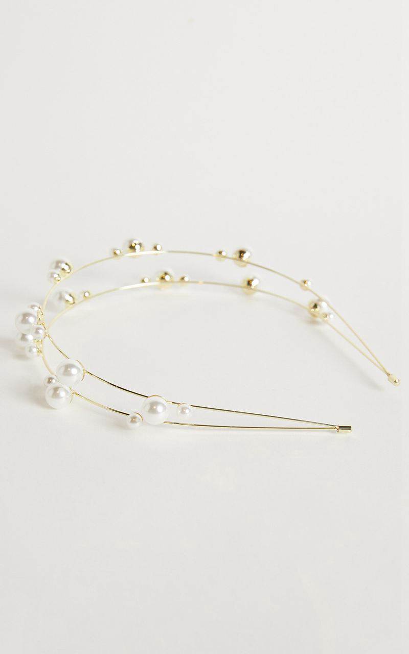 Showpo Eirene Layered Pearl Headband Gold | FEJLXA283