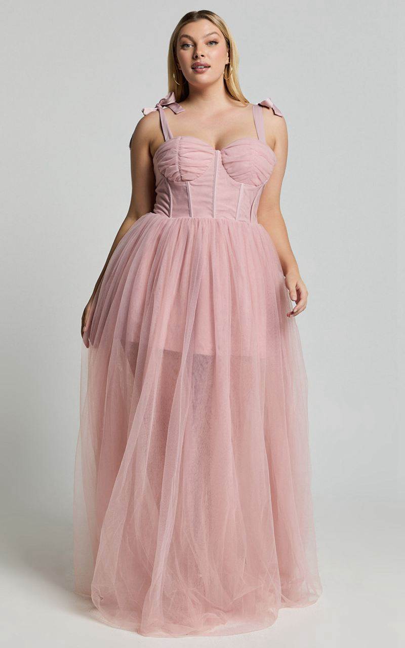 Showpo Emmary - Bustier Bodice Tulle Dress Pink | EALCKF632