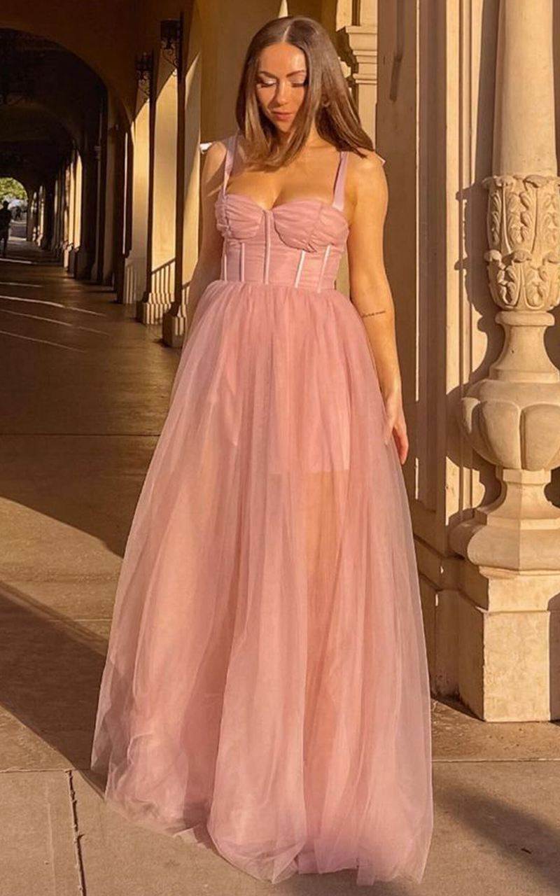 Showpo Emmary - Bustier Bodice Tulle Dress Pink | EALCKF632