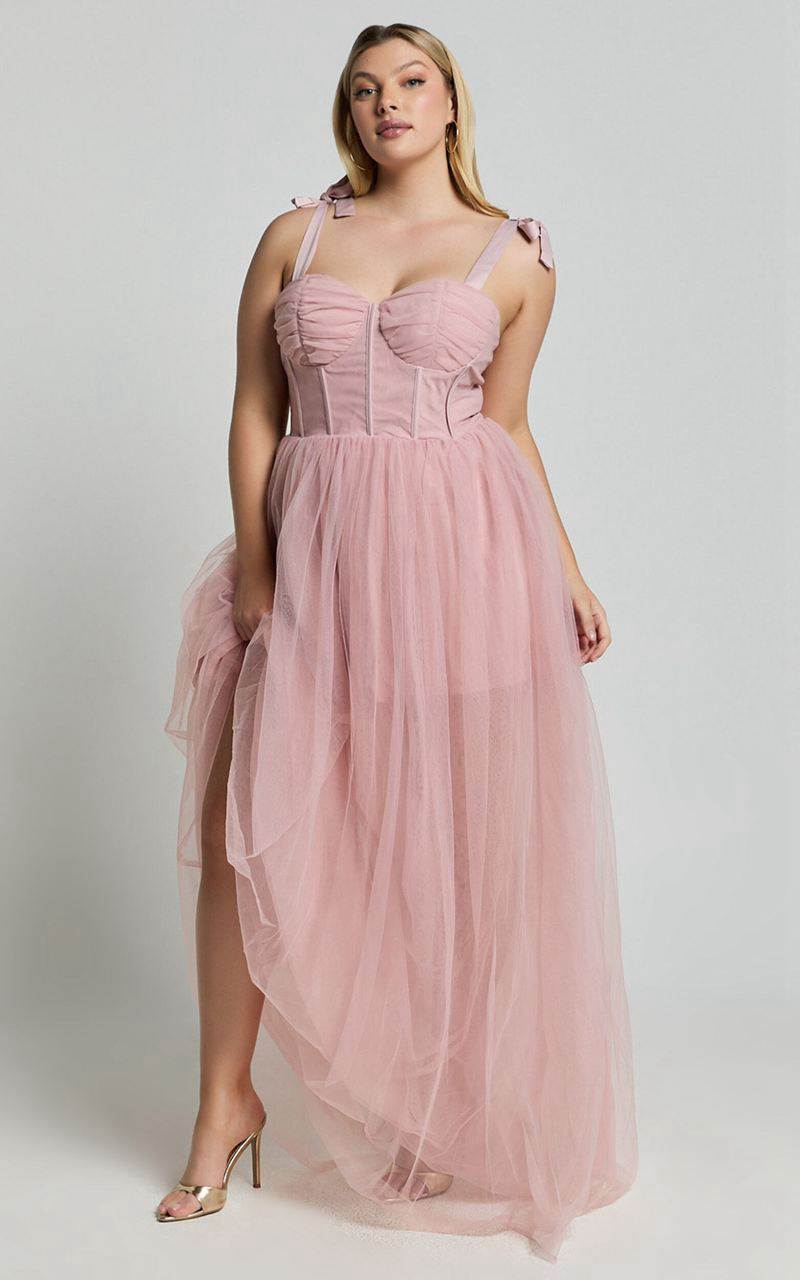 Showpo Emmary - Bustier Bodice Tulle Dress Pink | EALCKF632