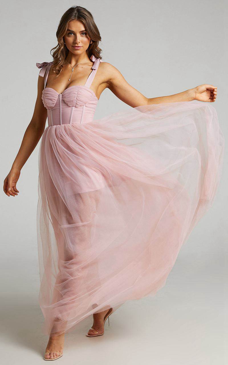 Showpo Emmary - Bustier Bodice Tulle Dress Pink | EALCKF632