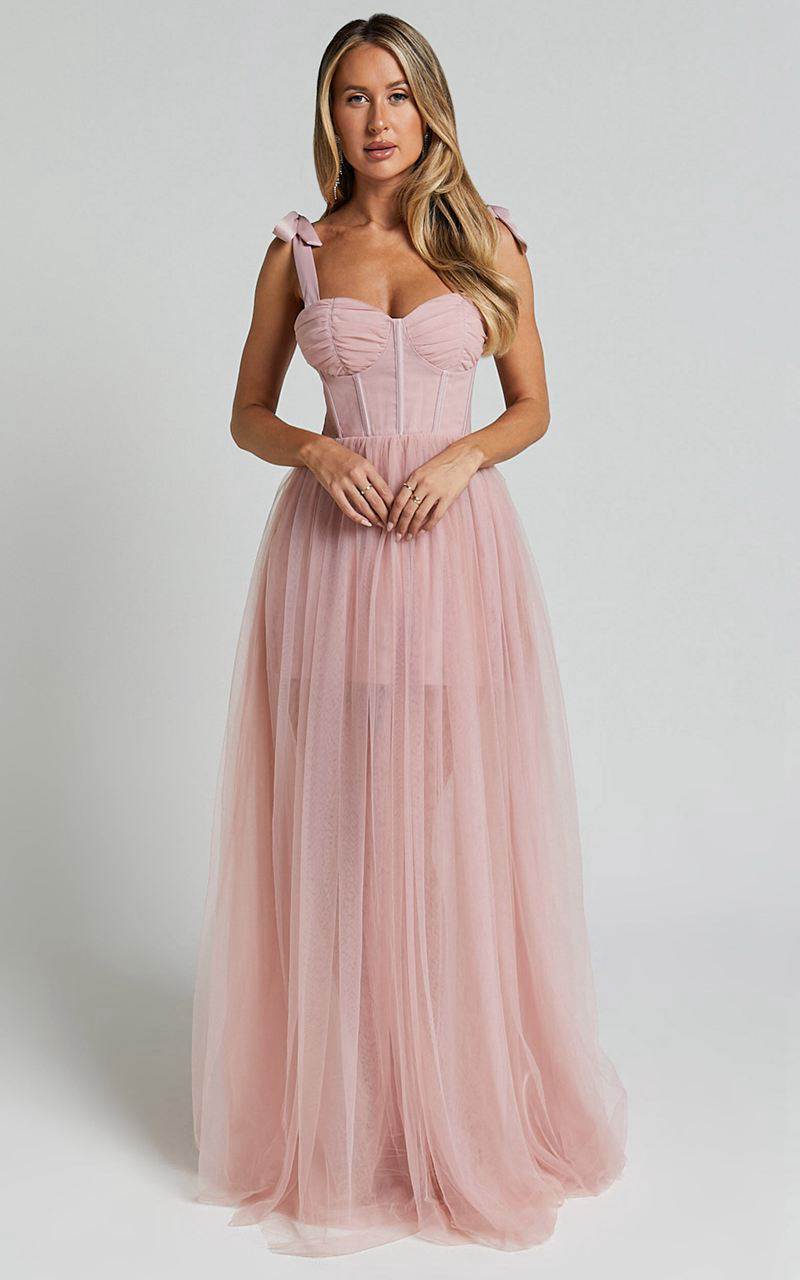 Showpo Emmary - Bustier Bodice Tulle Dress Pink | EALCKF632