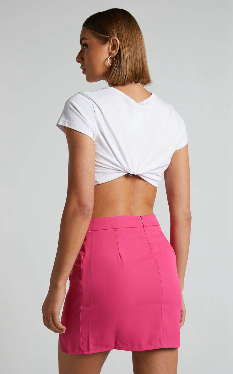 Showpo Evelenna Mini Skirt - High Waisted Split Skirt Pink | EFVJPZ243