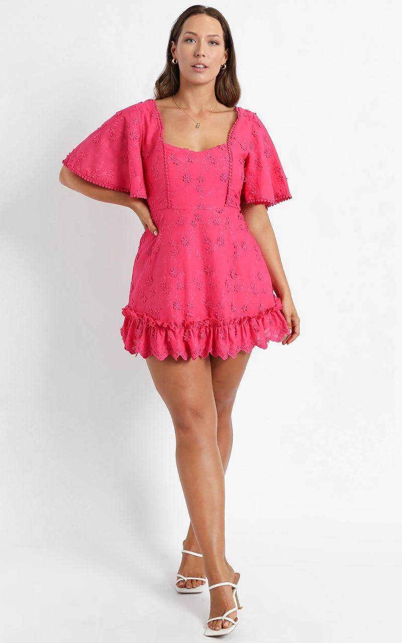 Showpo Fancy A Spritz Square Neck Mini Dress Hot Pink | HJTNPO467