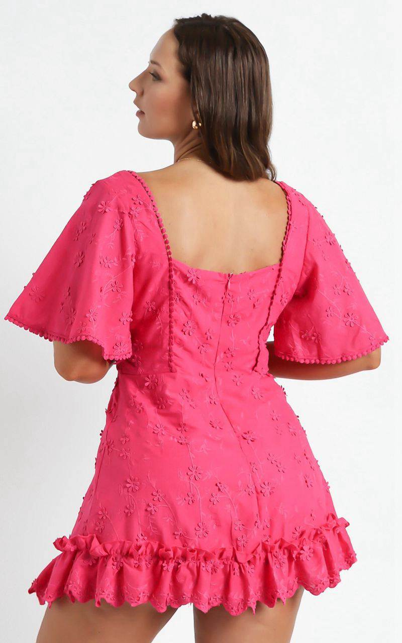 Showpo Fancy A Spritz Square Neck Mini Dress Hot Pink | HJTNPO467