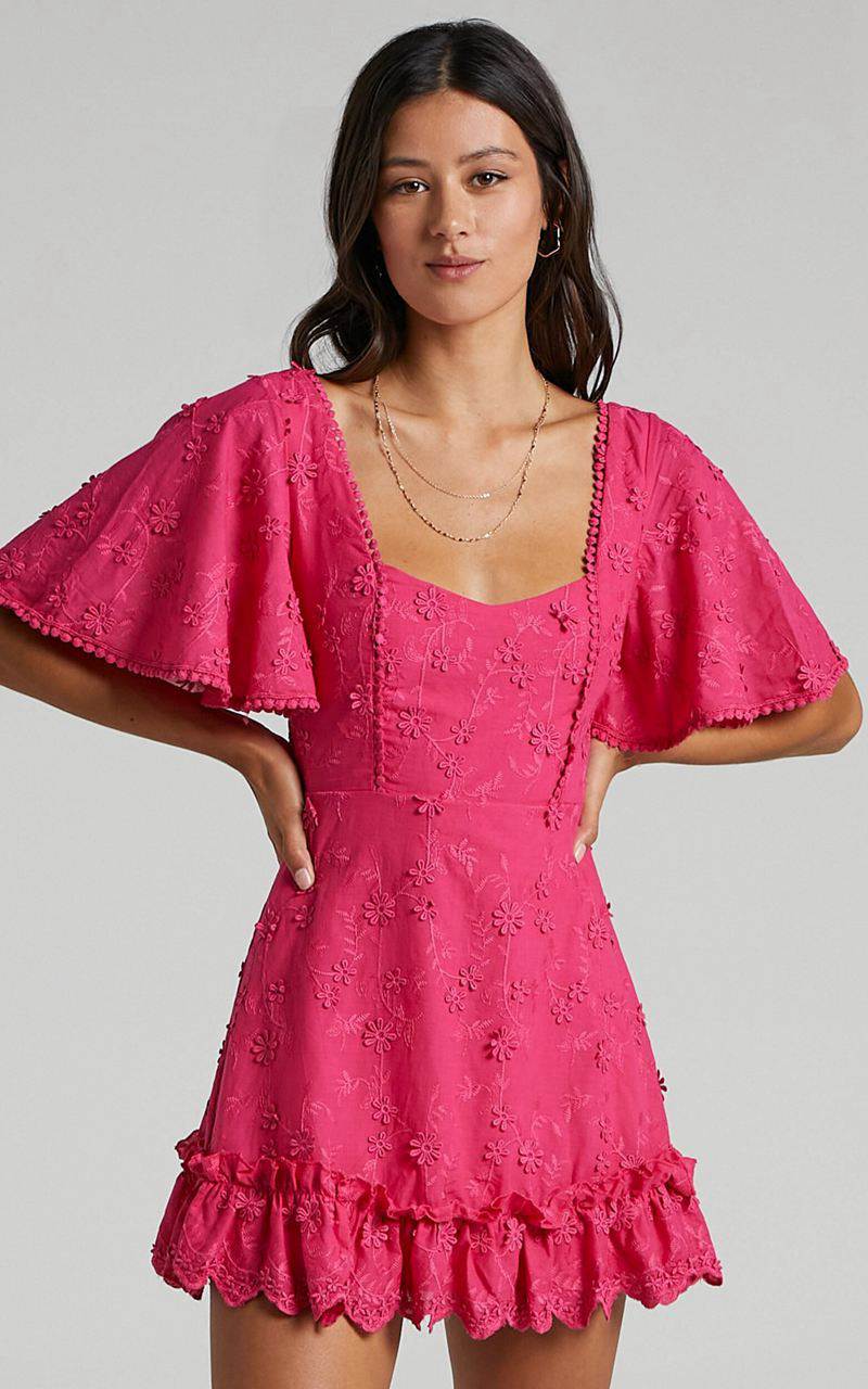 Showpo Fancy A Spritz Square Neck Mini Dress Hot Pink | HJTNPO467