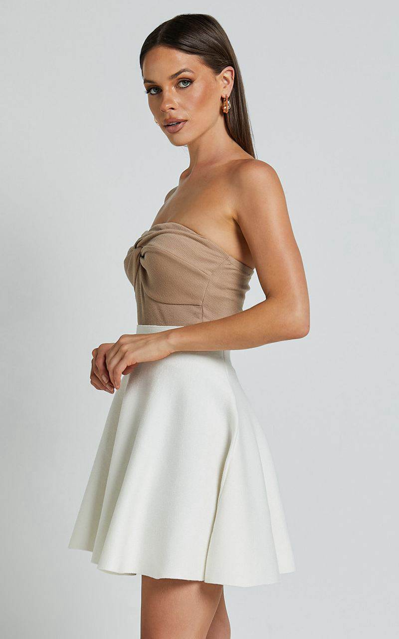 Showpo Farrah Mini Skirt - High Waisted A Line Skirt Off White | QEMSZP123