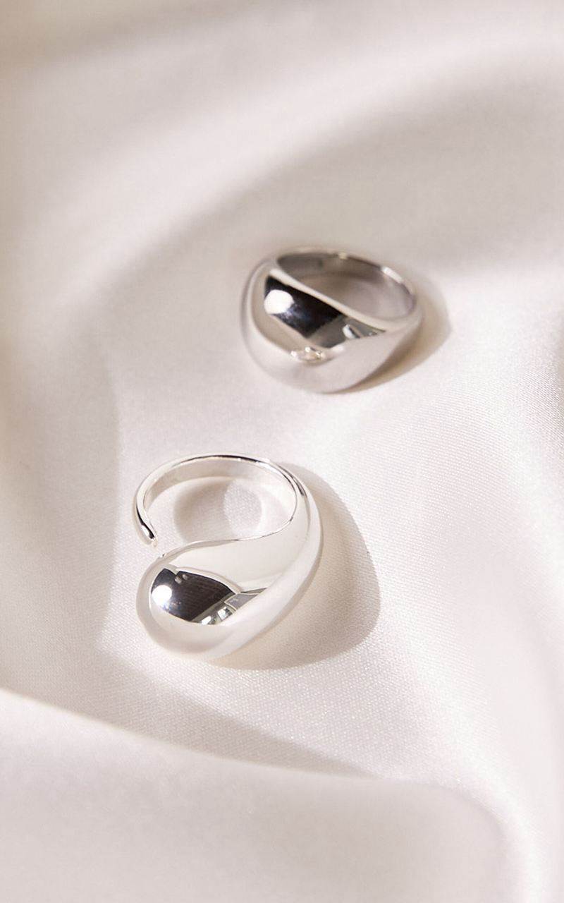 Showpo Fergie 2 Ring Pack - Bubble Chunky Rings Silver | KCMLVW376