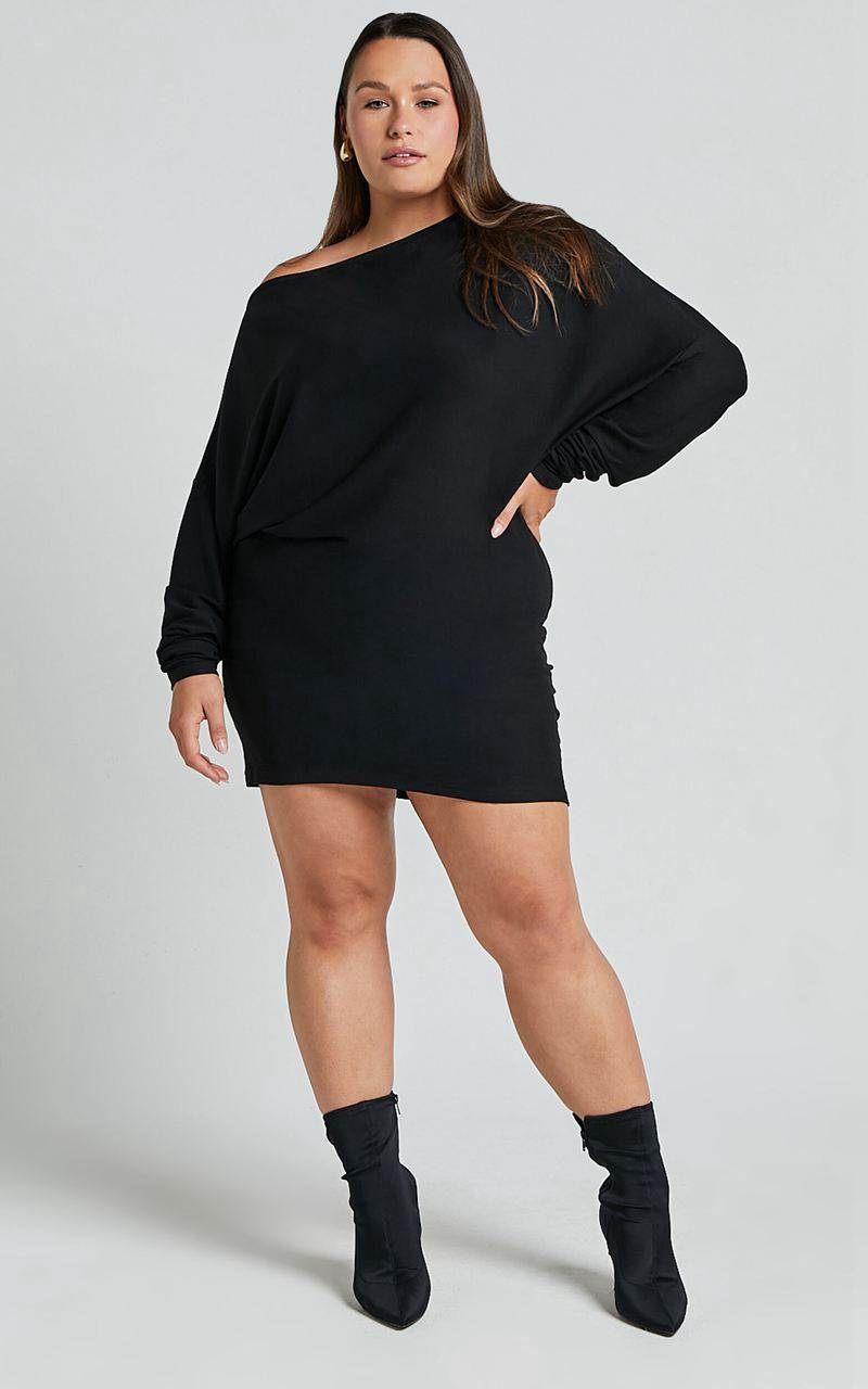 Showpo Fermina Mini Dress - Long Sleeve Bodycon Dress Black | KNHGVQ493