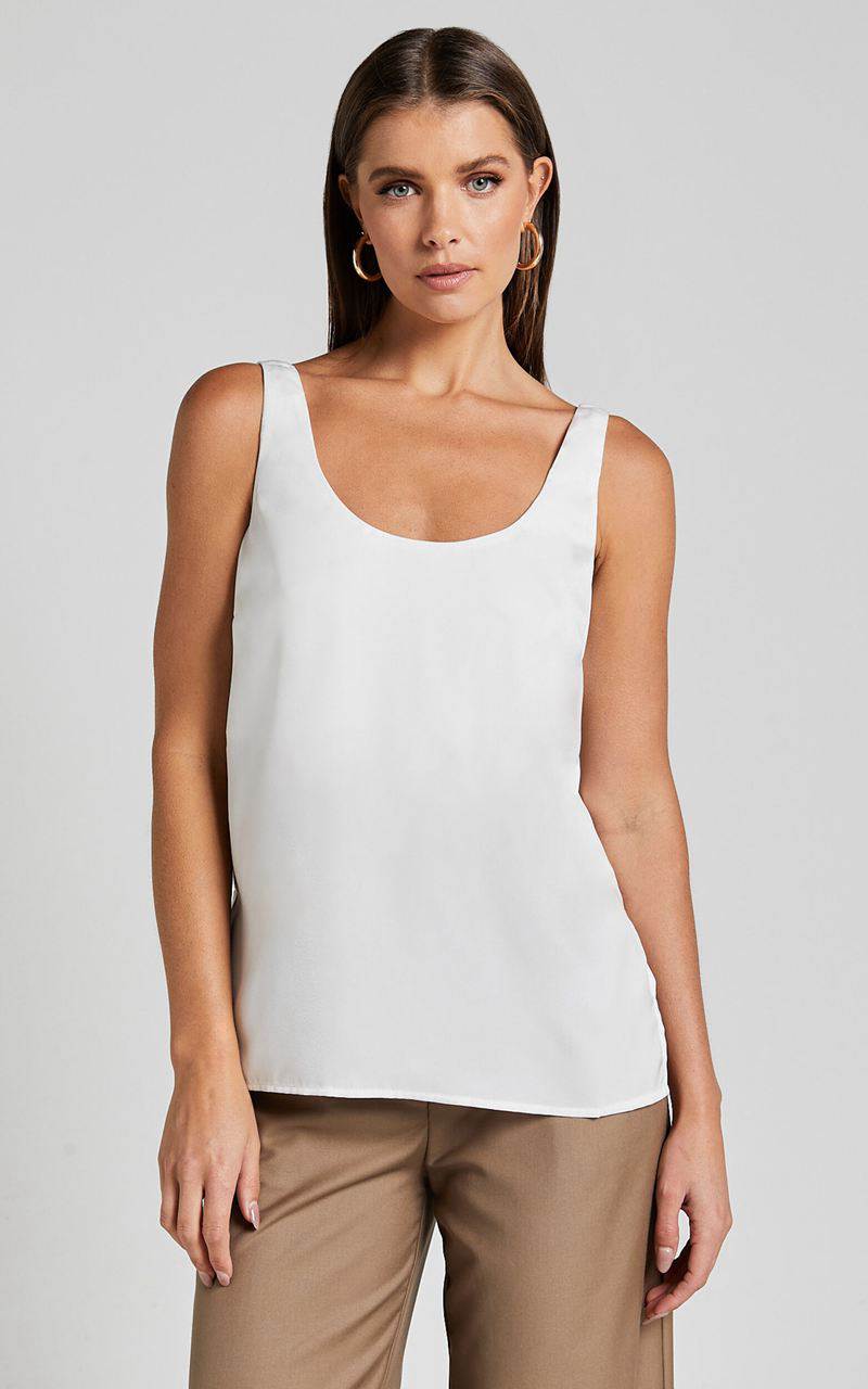 Showpo Gabriella Top - Scoop Neck Sleeveless Ivory | YPQKAC813