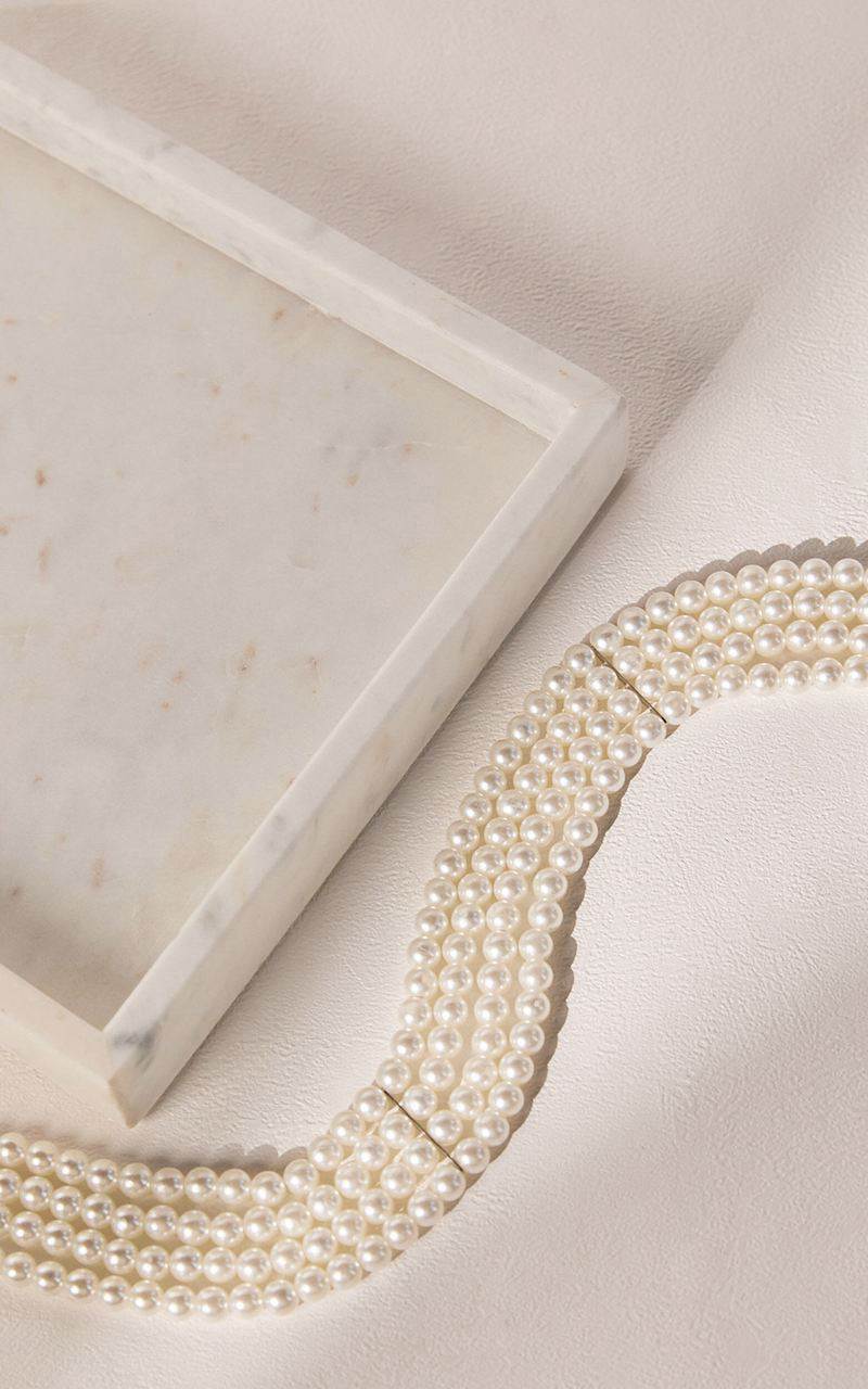 Showpo Gabrielle Necklace - Layered Pearl Choker Necklace White | UJCOVK286