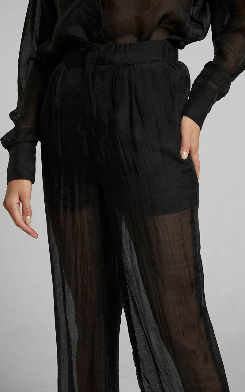 Showpo Garrick Pant - High Waisted Semi Sheet Pant Black | LNGAVW347