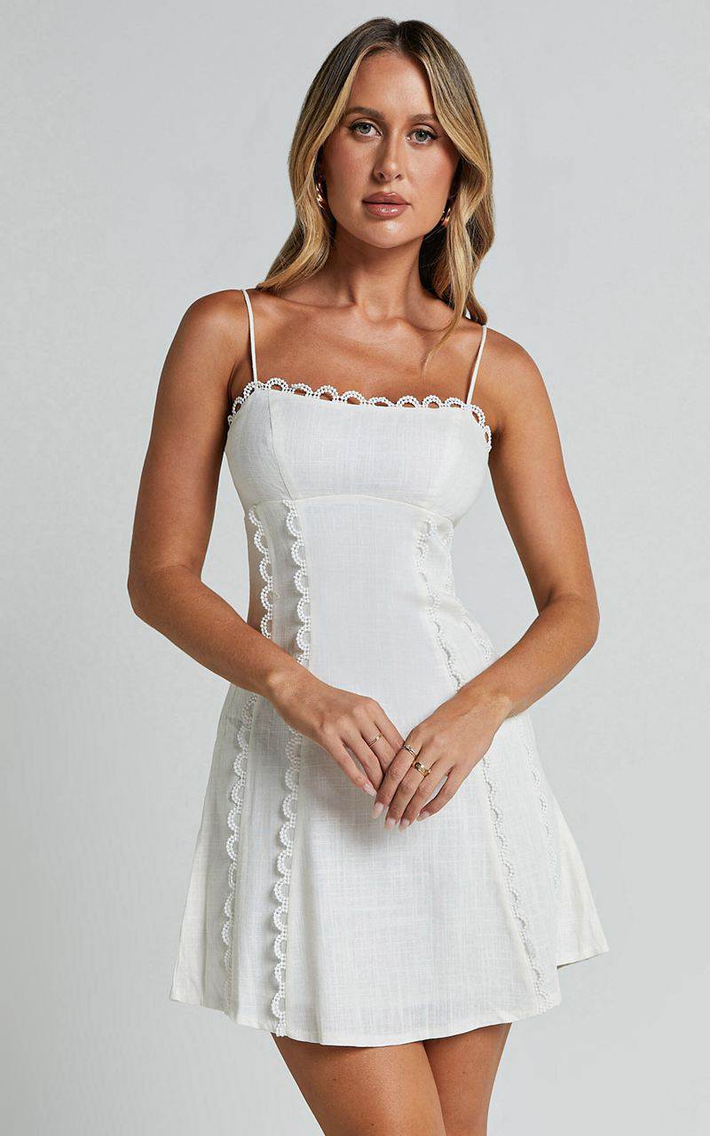 Showpo Gelli Mini Dress - Strappy Lace Detail Dress White | TXCQRB105