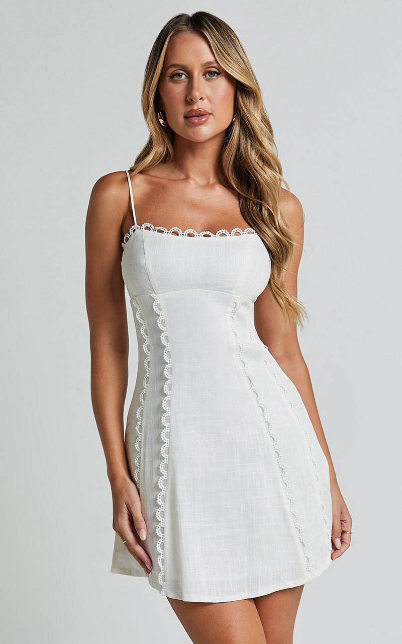 Showpo Gelli Mini Dress - Strappy Lace Detail Dress White | TXCQRB105