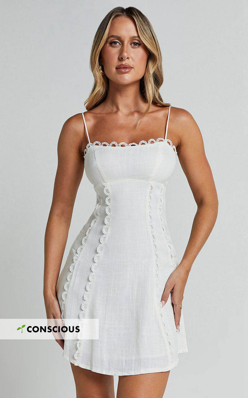 Showpo Gelli Mini Dress - Strappy Lace Detail Dress White | TXCQRB105