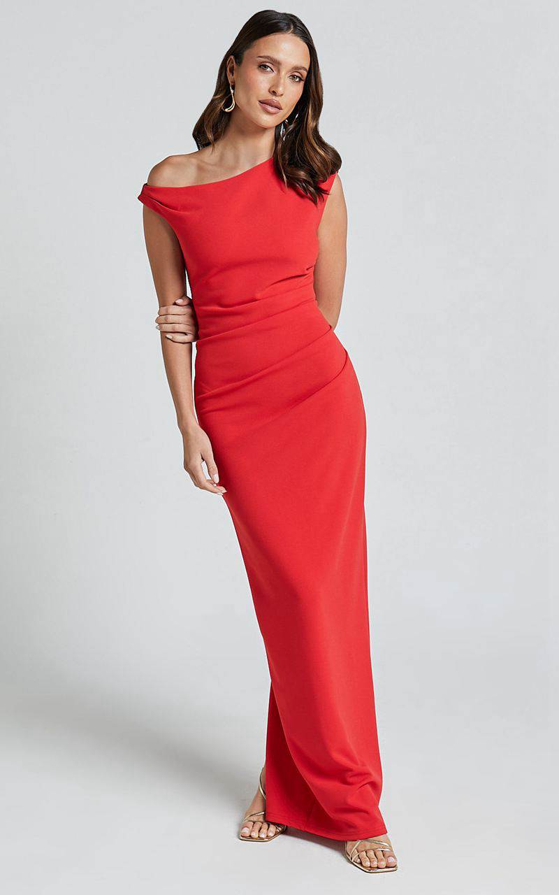 Showpo Genie Maxi Dress - Off The Shoulder Dress Red | RGEWBY735