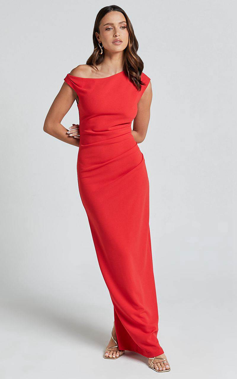 Showpo Genie Maxi Dress - Off The Shoulder Dress Red | RGEWBY735