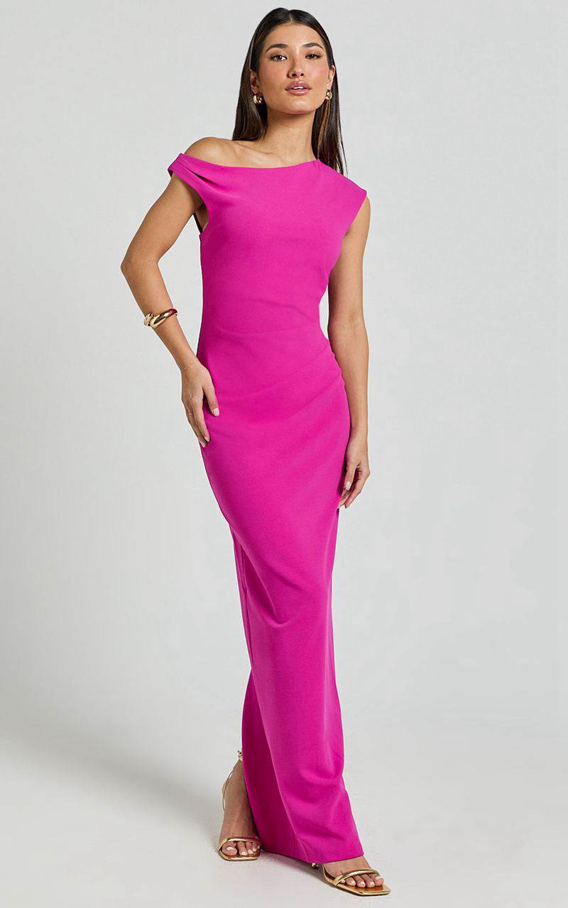 Showpo Genie Maxi Dress - Off The Shoulder Dress Pink | PEYWVC123