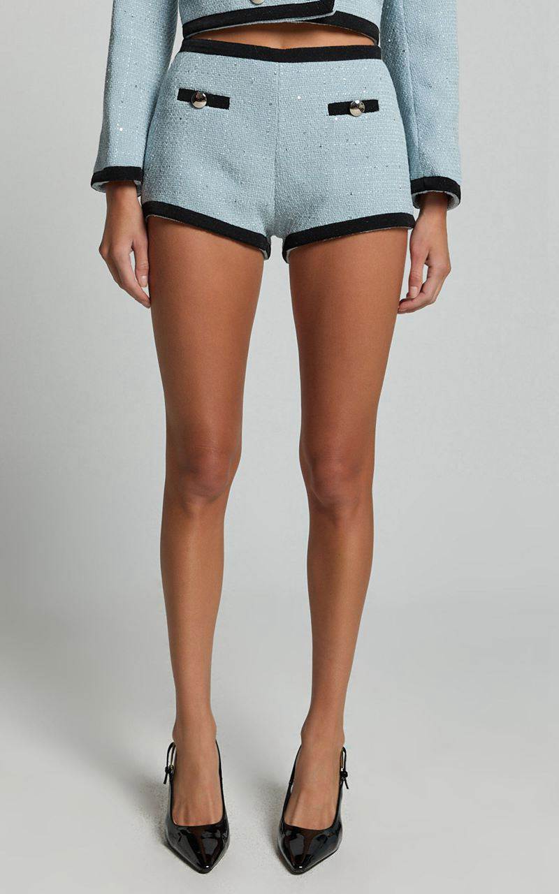 Showpo Gina Shorts - Contrast Pocket Detail Shorts Ice Blue | BMWQRE786