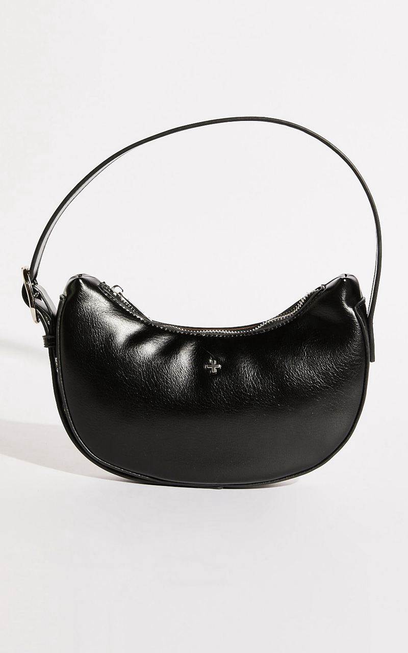 Showpo Goldie Shoulder Bag Black Pu | DFJEMW835