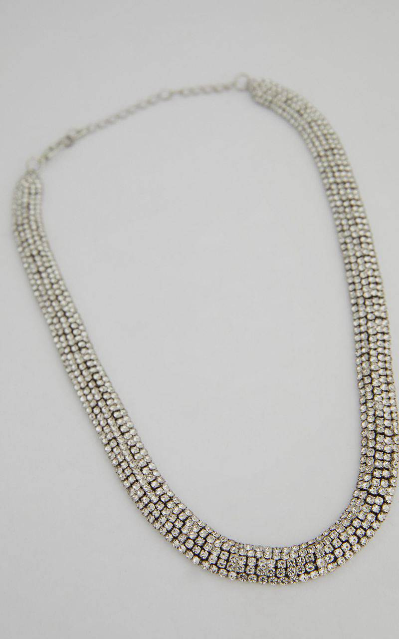 Showpo Guenloie Diamante Choker Necklace Silver | DHMAGI541