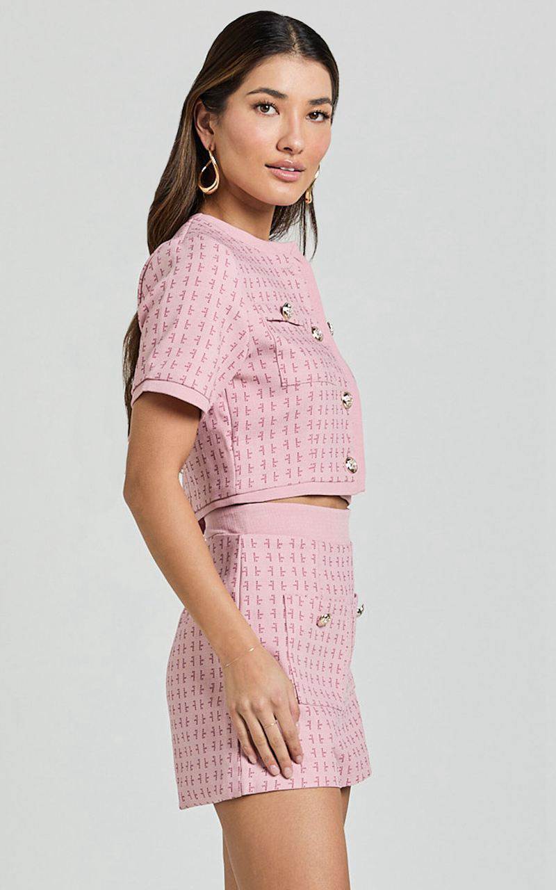 Showpo Gwendolyn Two Piece Set - Short Sleeve Button Through Top And Short Set Pink | FXKQLT130