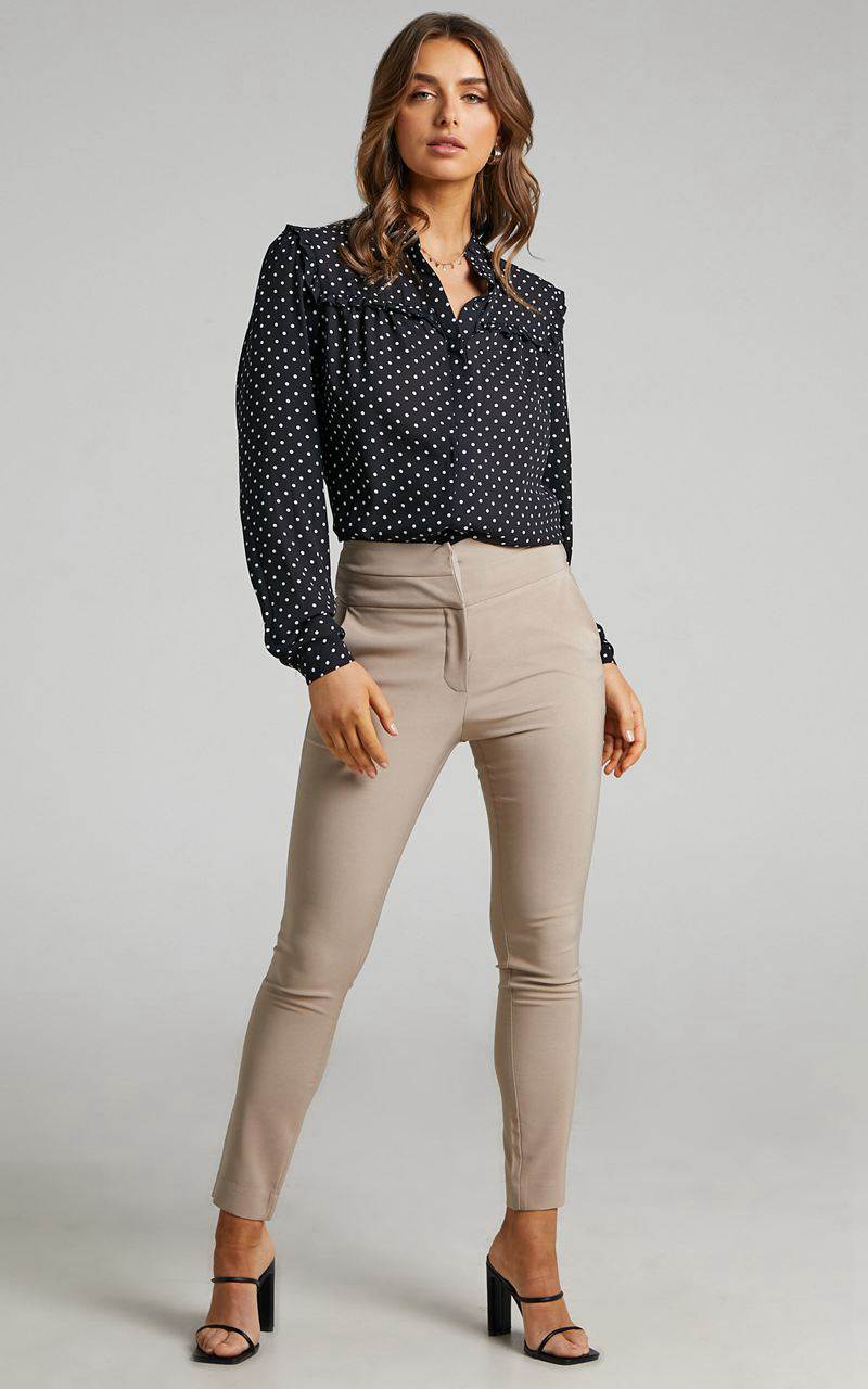 Showpo Hailey Trousers - High Waisted Trouser Stone | ESCMWR548