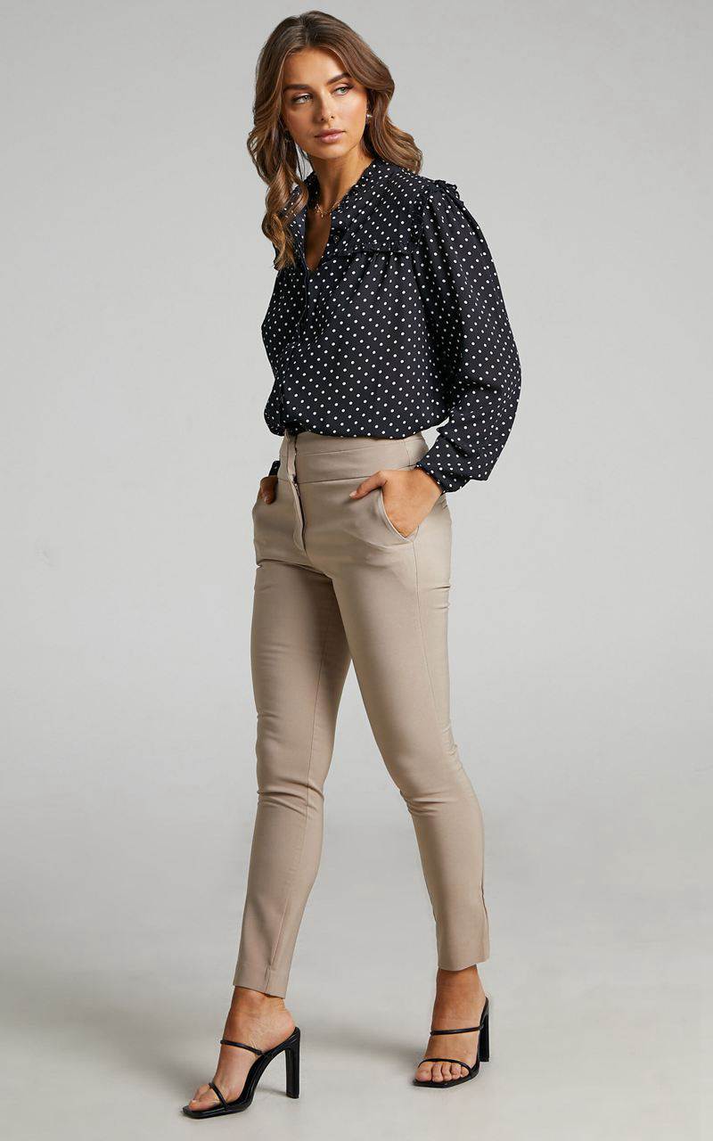 Showpo Hailey Trousers - High Waisted Trouser Stone | ESCMWR548