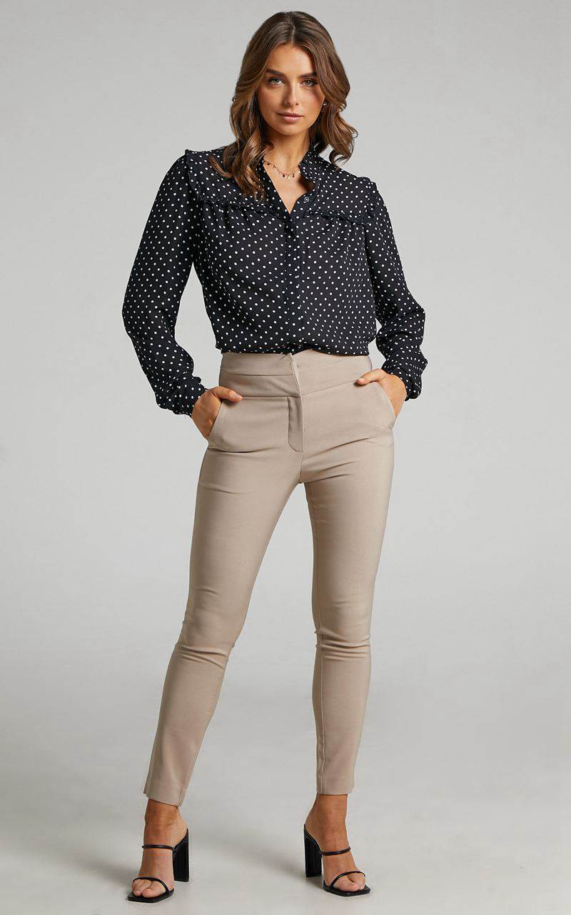 Showpo Hailey Trousers - High Waisted Trouser Stone | ESCMWR548