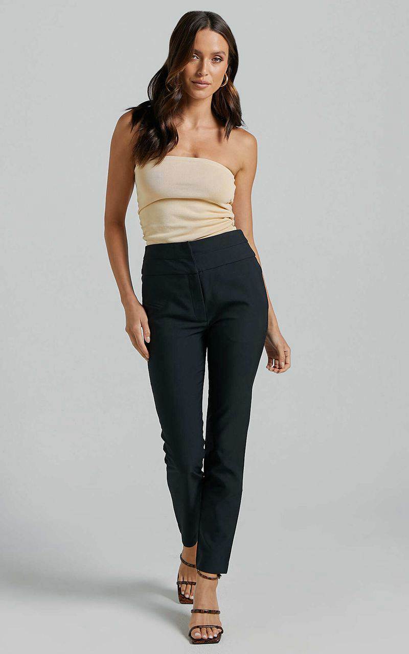 Showpo Hailey Trousers - High Waisted Trouser Black | DPNQCM864