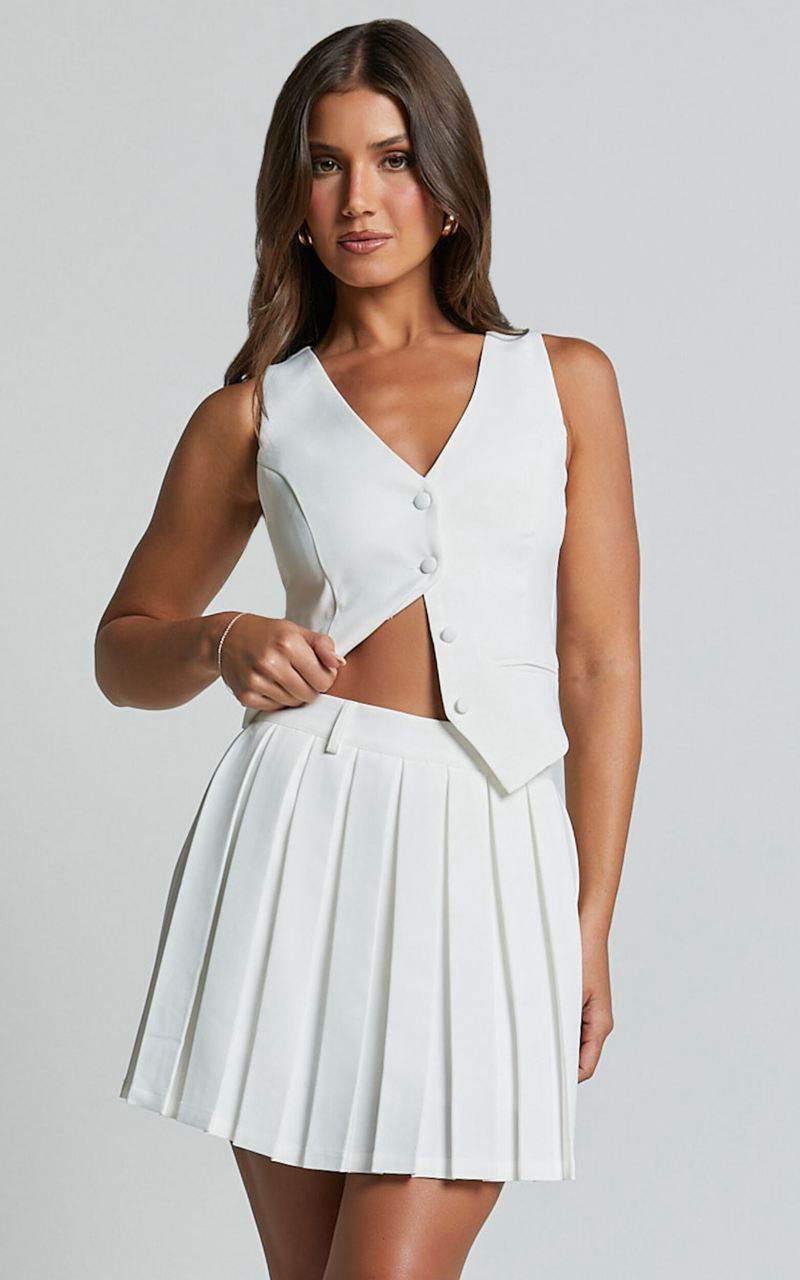 Showpo Harlee Mini Skirt - Pleated A Line Skirt White | FJVESP948