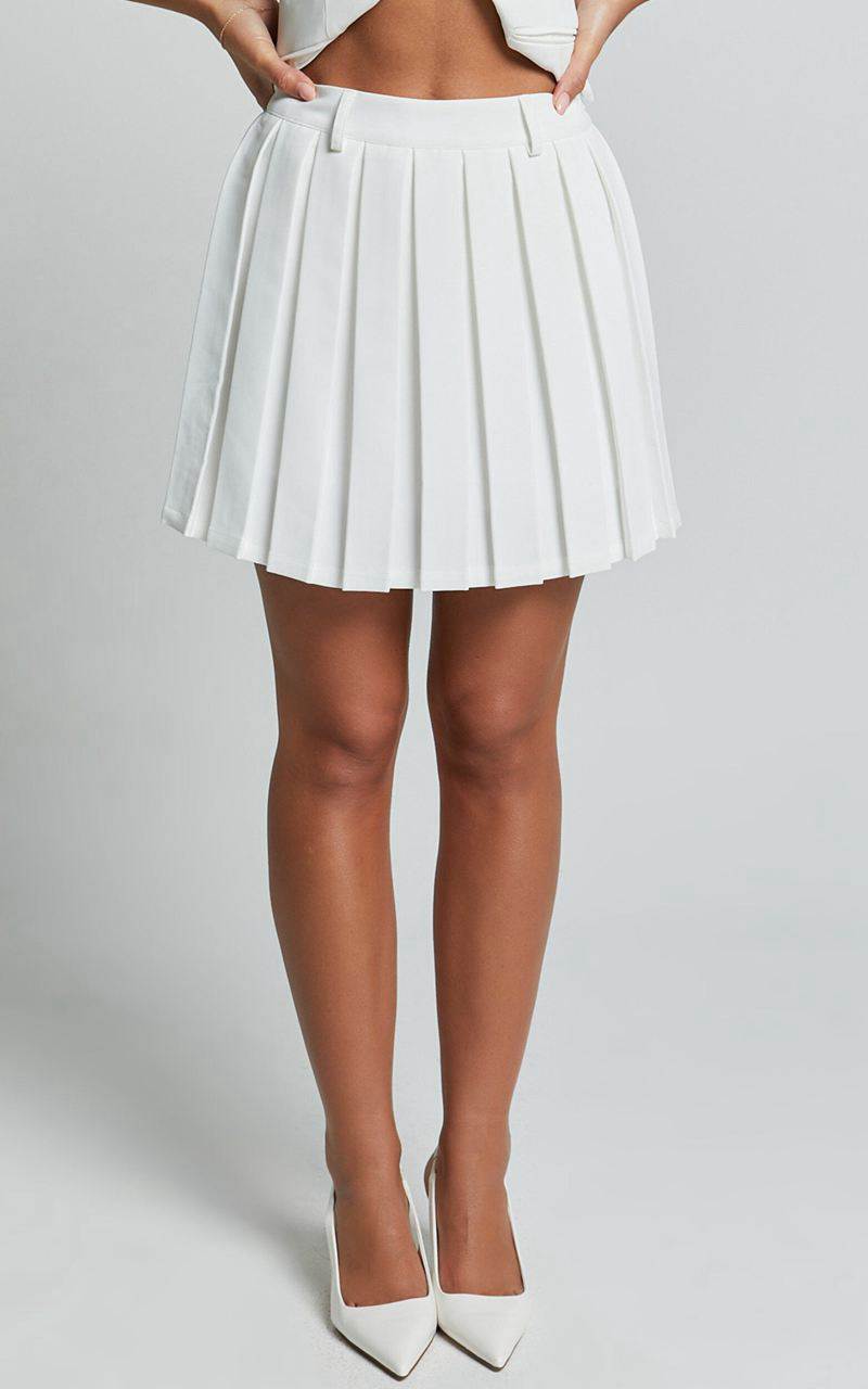 Showpo Harlee Mini Skirt - Pleated A Line Skirt White | FJVESP948