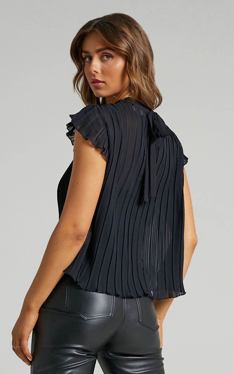 Showpo Harlow Top - High Neck Pleated Workwear Top Black | WZDCTX203