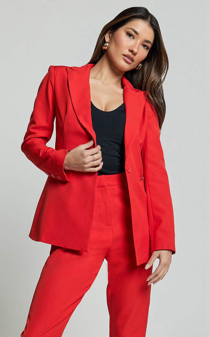 Showpo Hermie Blazer - Single Breasted Blazer Red | AFUILH276