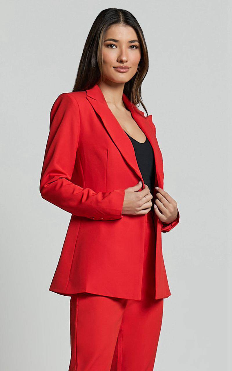 Showpo Hermie Blazer - Single Breasted Blazer Red | AFUILH276