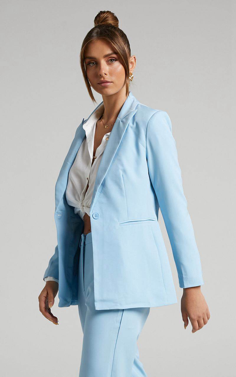 Showpo Hermie Blazer - Single Breasted Blazer Light Blue | KAZFQD058