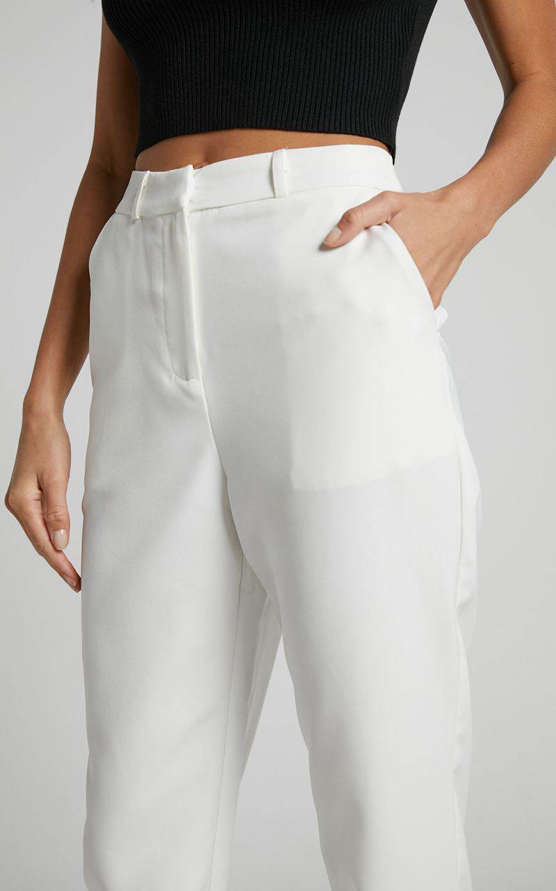 Showpo Hermie Pants - High Waisted Cropped Tailored Pants White | GJWZOE894