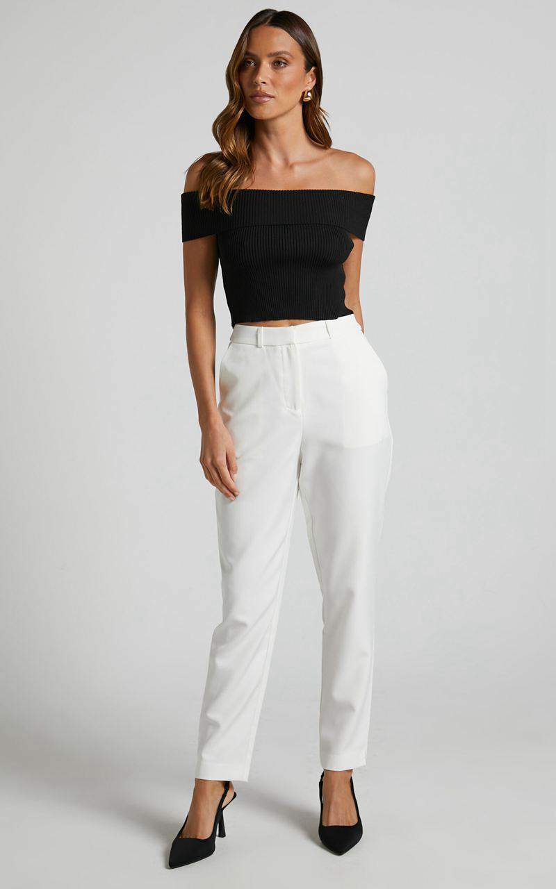 Showpo Hermie Pants - High Waisted Cropped Tailored Pants White | GJWZOE894