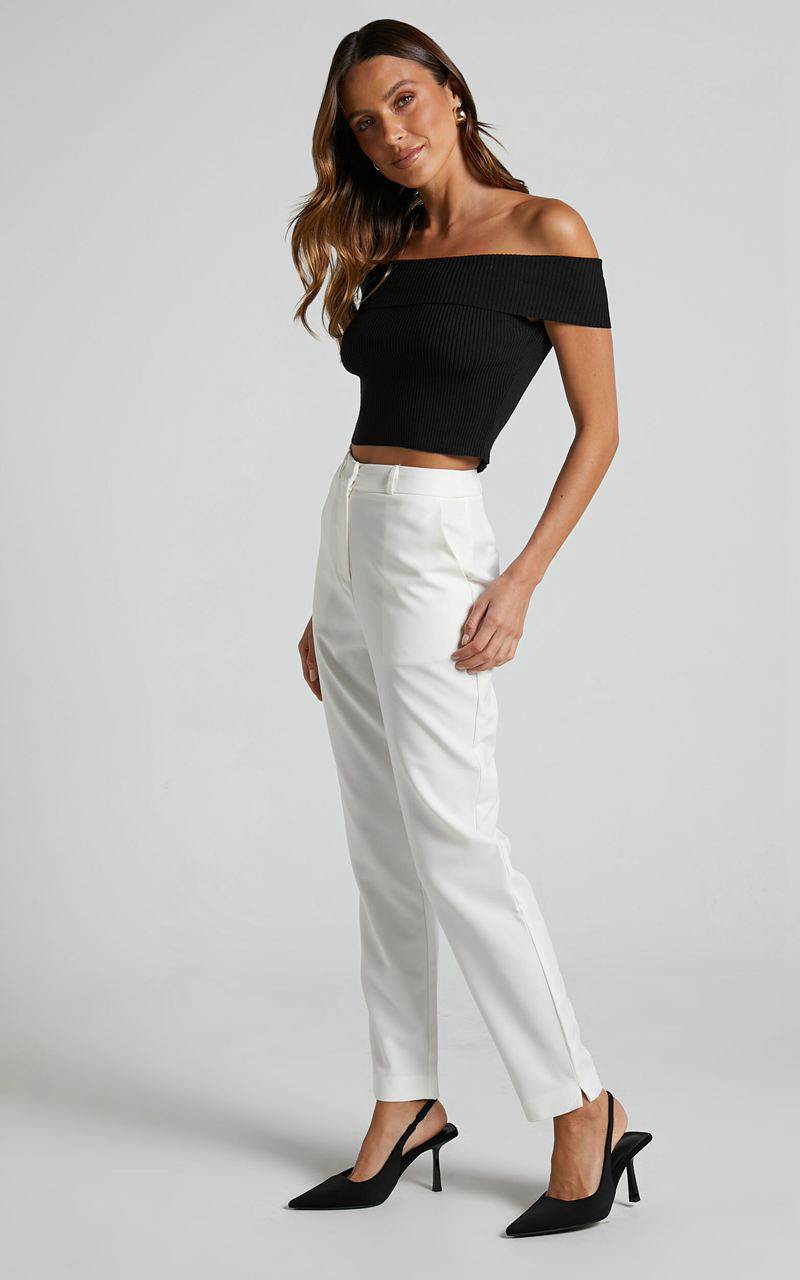 Showpo Hermie Pants - High Waisted Cropped Tailored Pants White | GJWZOE894