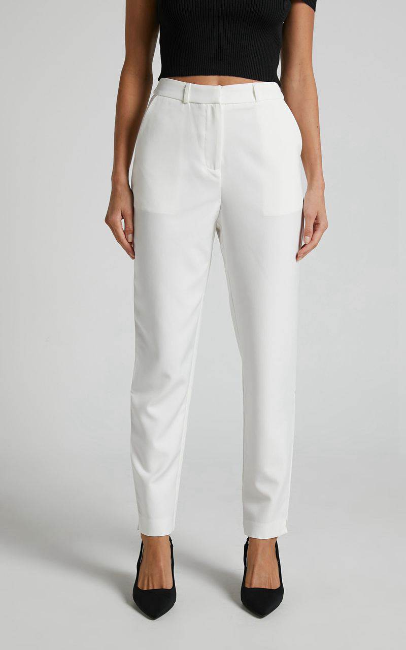 Showpo Hermie Pants - High Waisted Cropped Tailored Pants White | GJWZOE894