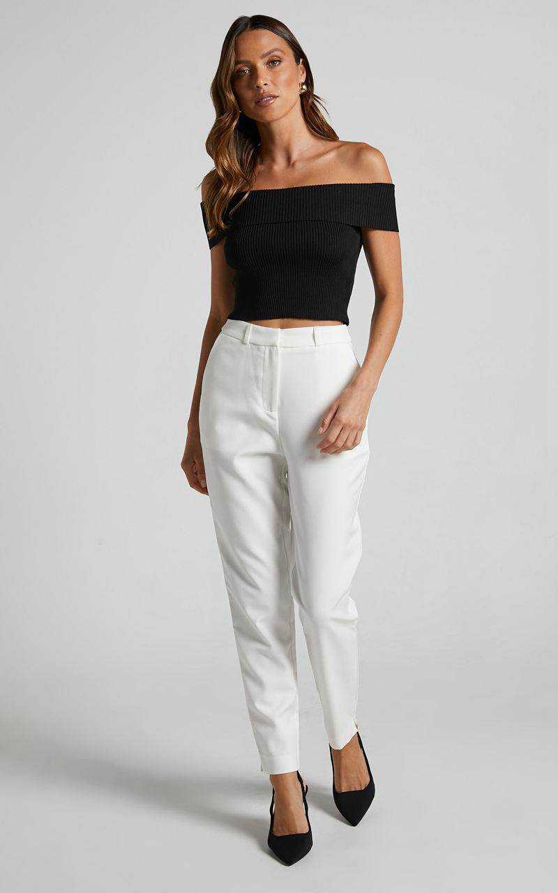 Showpo Hermie Pants - High Waisted Cropped Tailored Pants White | GJWZOE894