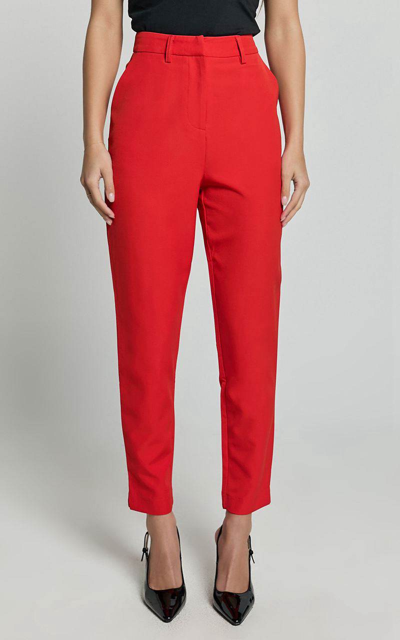 Showpo Hermie Pants - High Waisted Cropped Tailored Pants Red | UGOCKQ875