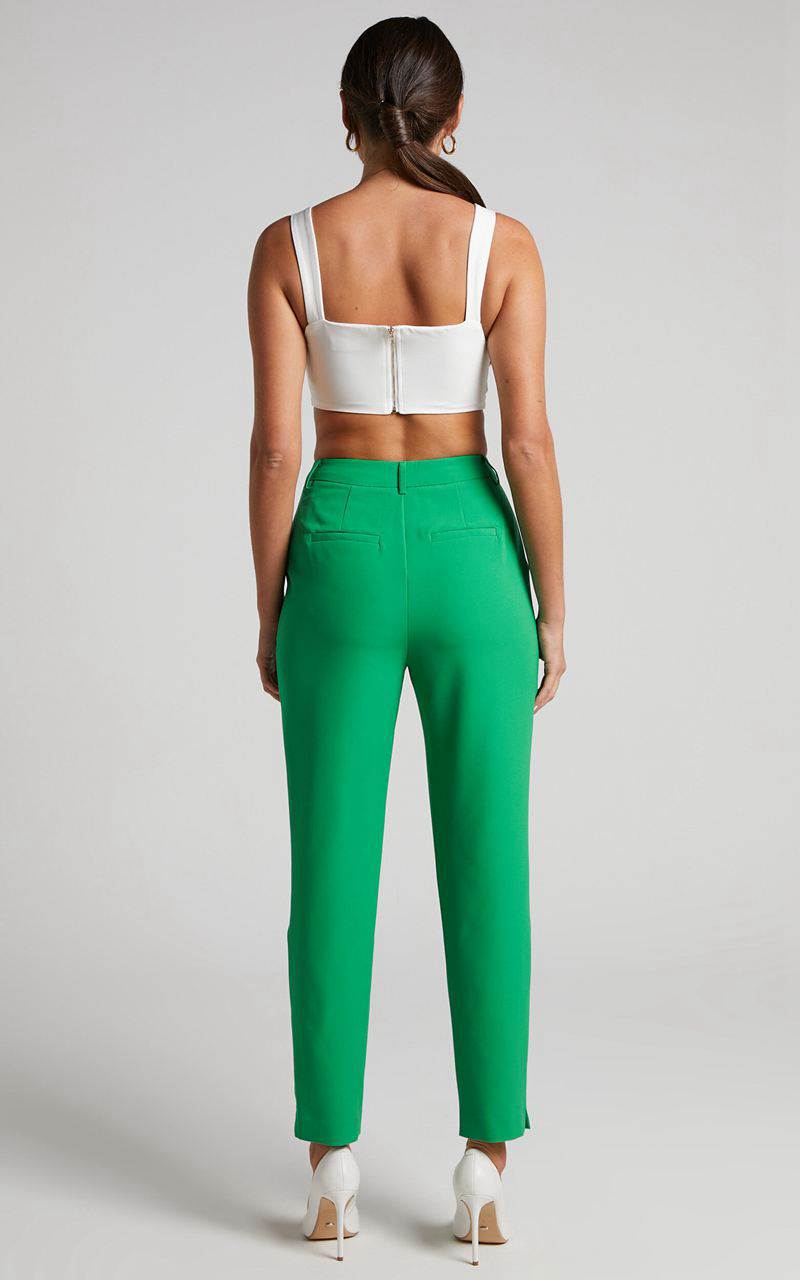 Showpo Hermie Pants - High Waisted Cropped Tailored Pants Green | RGUCEF897