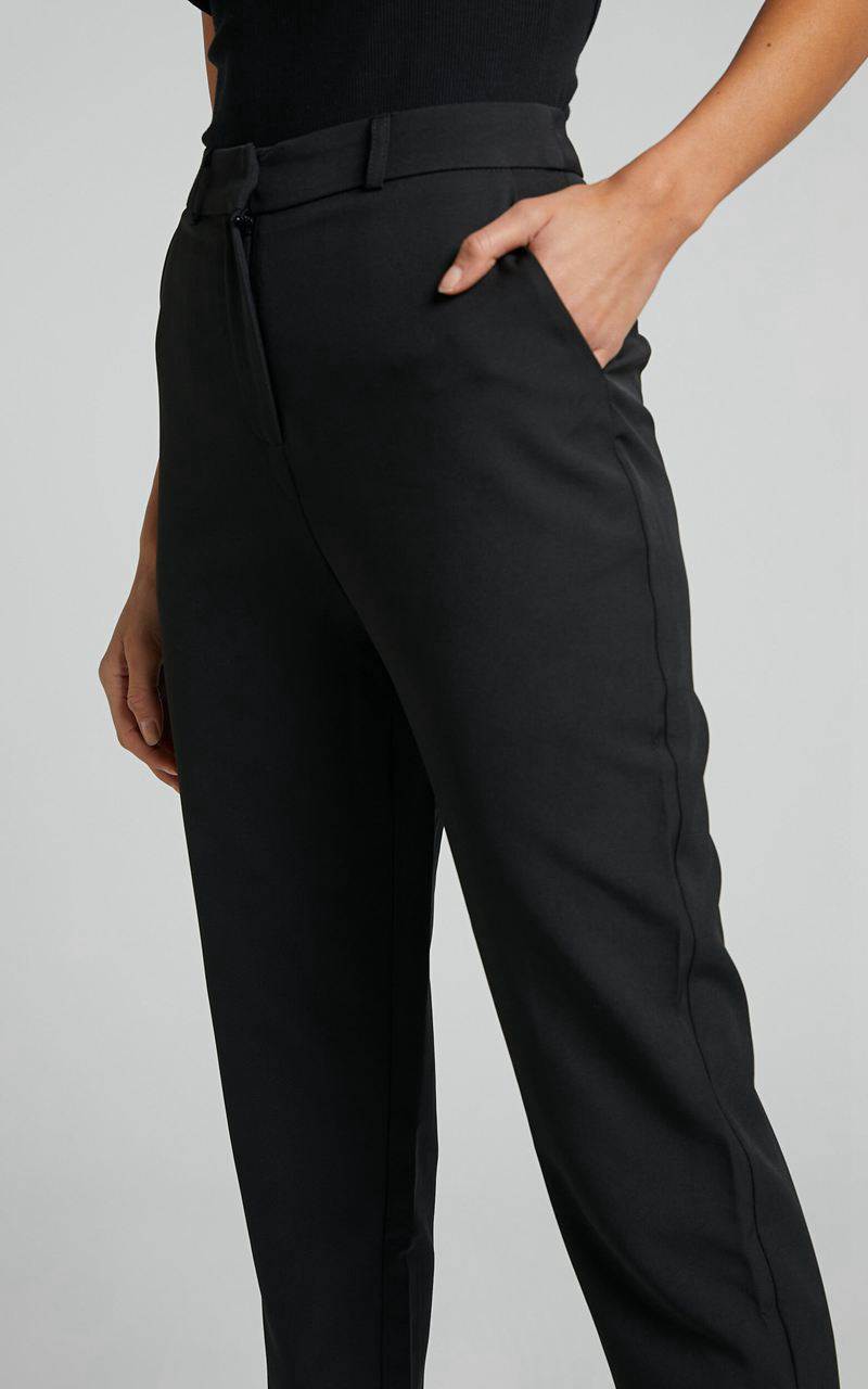 Showpo Hermie Pants - High Waisted Cropped Tailored Pants Black | CFDSVR371