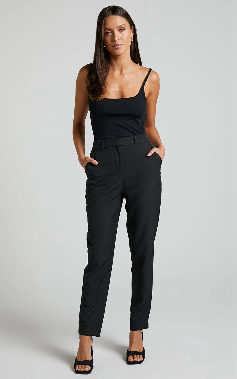 Showpo Hermie Pants - High Waisted Cropped Tailored Pants Black | CFDSVR371