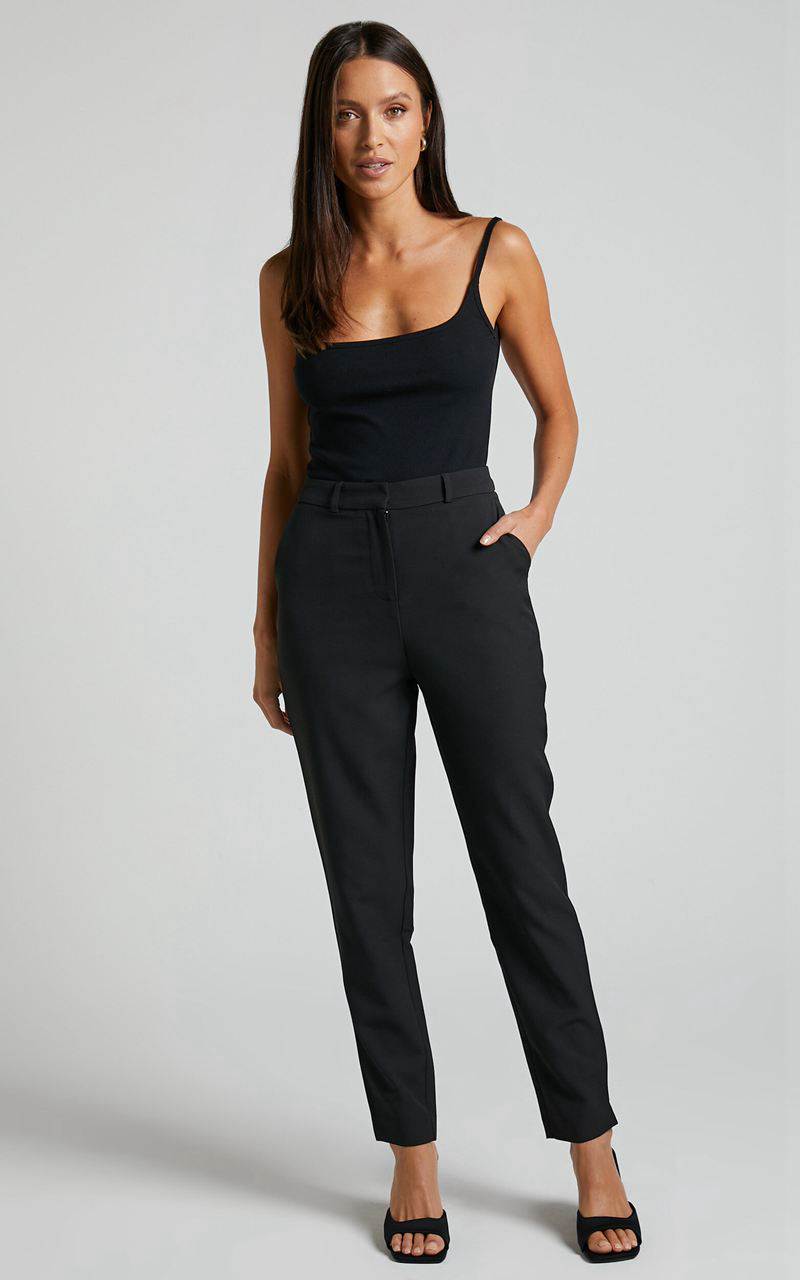 Showpo Hermie Pants - High Waisted Cropped Tailored Pants Black | CFDSVR371